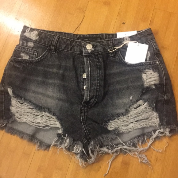 zara trf denim shorts